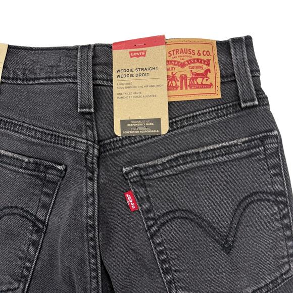 NWT LEVI'S Women's Wedgie High Rise Straight Leg Jeans Sz 24 Destruction Washed - Picture 9 of 10